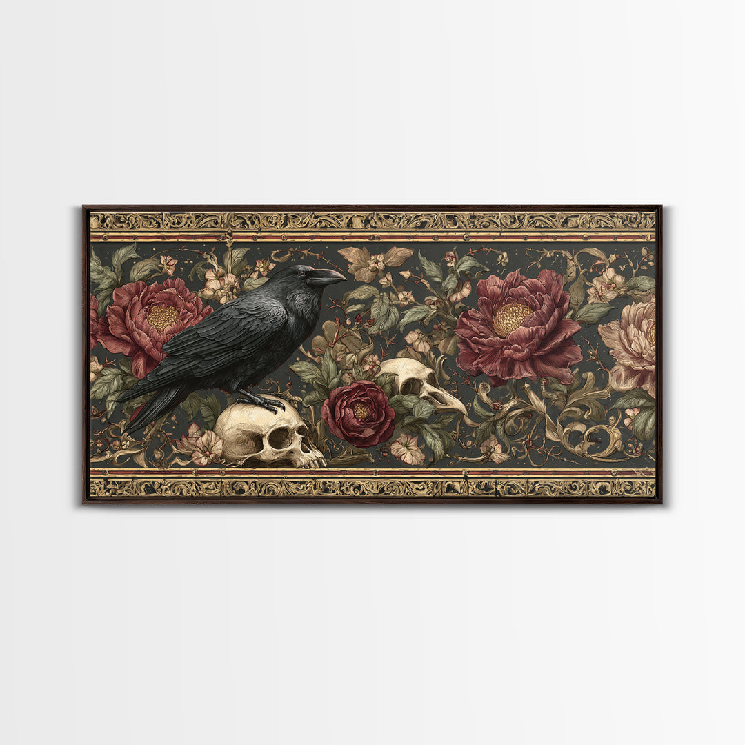 Medieval Illuminated Border Framed Canvas Print, Gothic Art, Whimsigoth Decor, Living Room Decor, Gothic, Witchy Home Decor, GOT-2x1-84