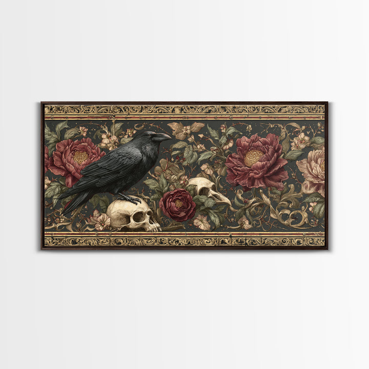 Medieval Illuminated Border Framed Canvas Print, Gothic Art, Whimsigoth Decor, Living Room Decor, Gothic, Witchy Home Decor, GOT-2x1-84