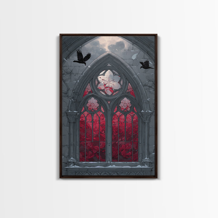 Gothic Cathedral Window Framed Canvas Print, Gothic Art, Contemporary Art, Living Room Decor, Fine Art, Gothic, Art Nouveau, GOT-2x3-34