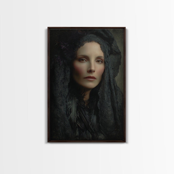 Melancholy Woman Portrait Framed Canvas Print, Gothic Art, Living Room Decor, Fine Art, Gothic, Modern Decor, Fine Art Print, GOT-2x3-36