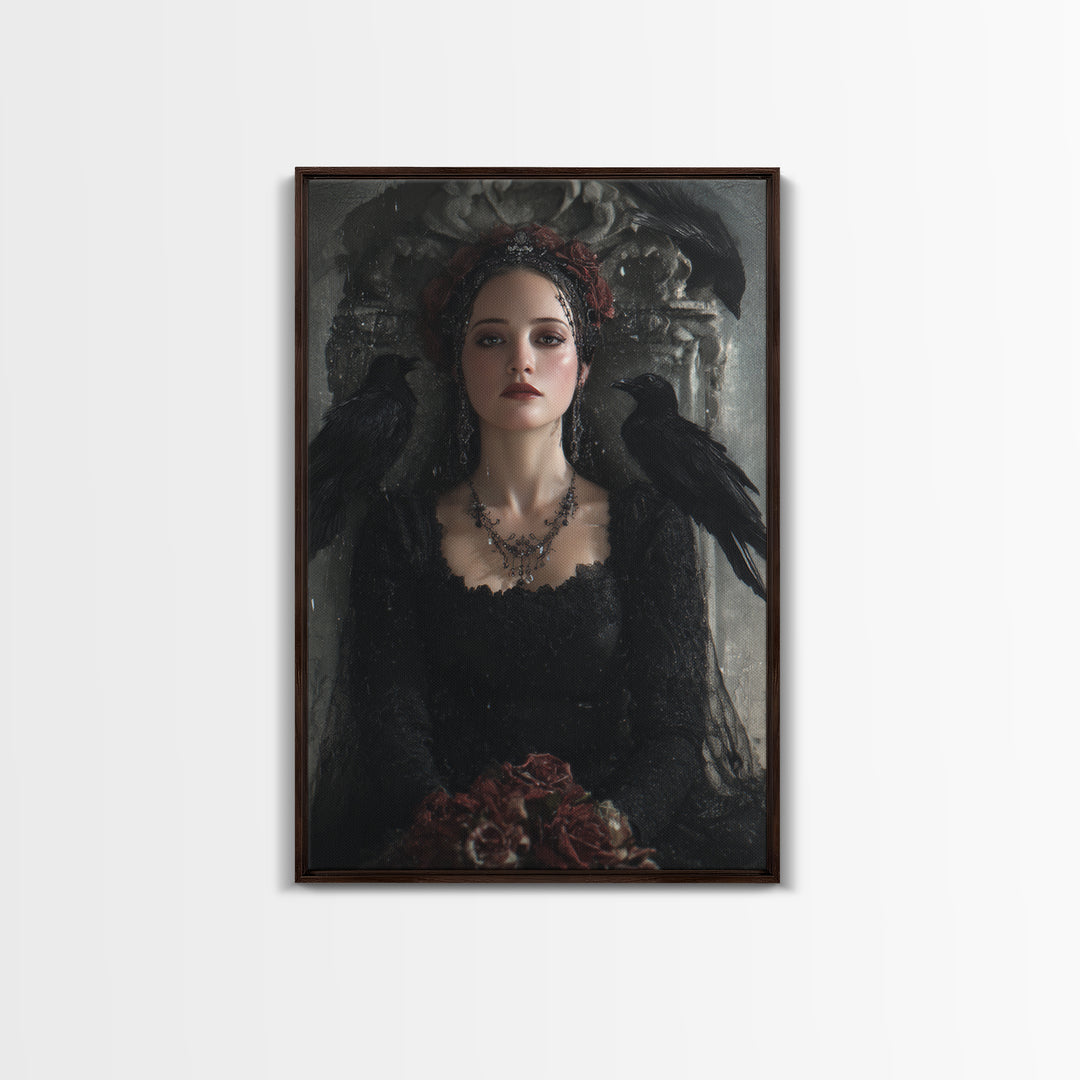 Vampire Inspired Portrait with Pale Skin and Framed Canvas Print, Gothic Art, Gothic, Living Room Decor, Fine Art, Gothic, GOT-2x3-90