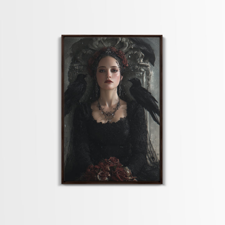 Vampire Inspired Portrait with Pale Skin and Framed Canvas Print, Gothic Art, Gothic, Living Room Decor, Fine Art, Gothic, GOT-2x3-90