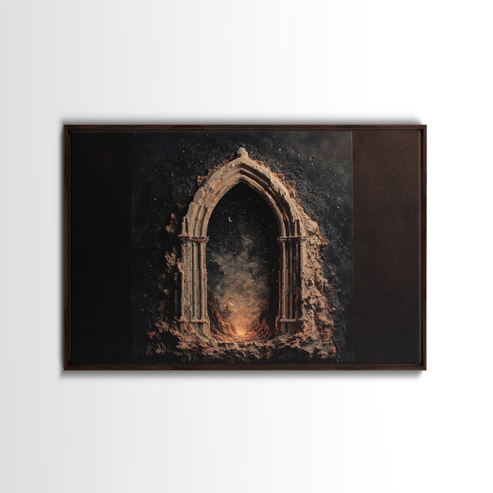 Gothic Archway Filled Framed Canvas Print, Gothic Art, Original Painting, Living Room Decor, Fine Art, Gothic, Canvas Painting, GOT-3x2-15