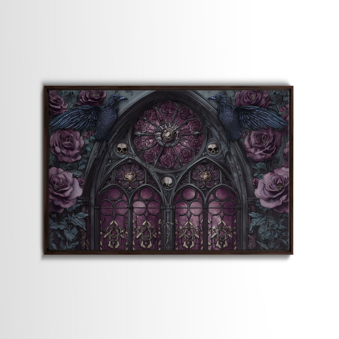 Gothic Cathedral Window Canvas Print, Gothic Art, Dark Academia Decor, Living Room Decor, Fine Art, Gothic, Black and White Art, GOT-3x2-30