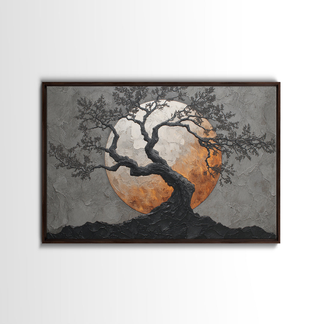 Silver Moon over Twisted Black Trees Canvas Print, Gothic Art, Living Room Decor, Oil Painting, Gothic, Modern Decor, GOT-3x2-37