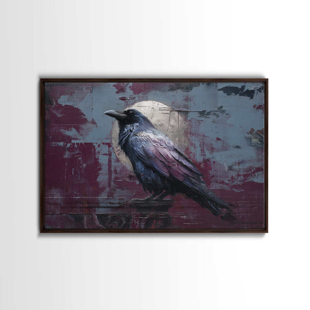 Raven on a Cathedral Gargoyle Framed Canvas Print, Gothic Art, Gallery Decor, Living Room Decor, Fine Art, Gothic, GOT-3x2-77