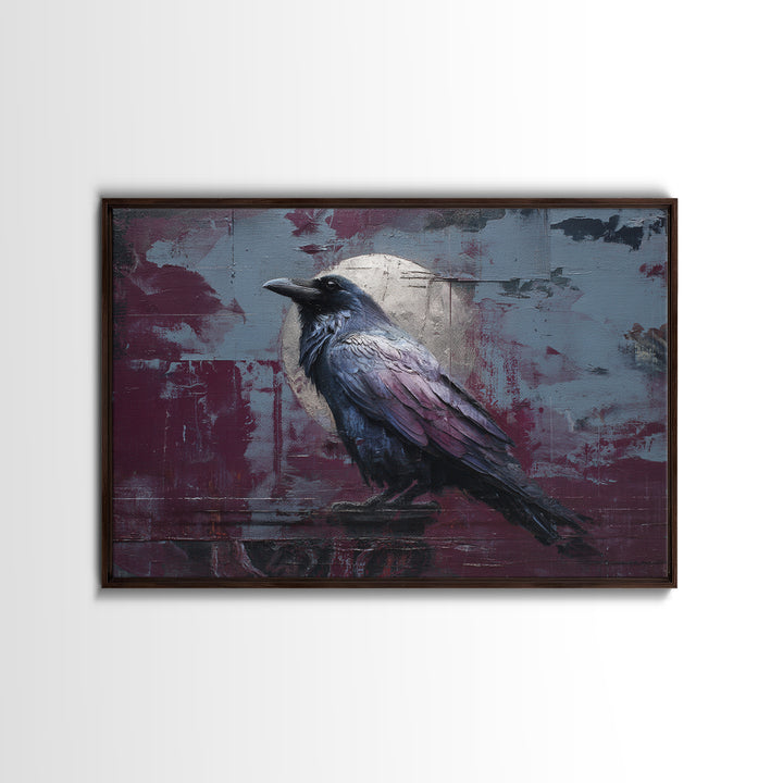 Raven on a Cathedral Gargoyle Framed Canvas Print, Gothic Art, Gallery Decor, Living Room Decor, Fine Art, Gothic, GOT-3x2-77