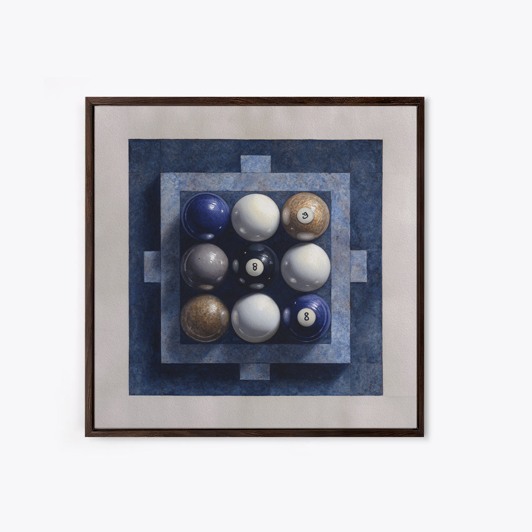 Billiards Eight Ball Framed Canvas Print, Game Room Art, Masculine Wall Art, Game Room Decor, Fine Art, Play, Gallery Decor, GRA-1x1-2