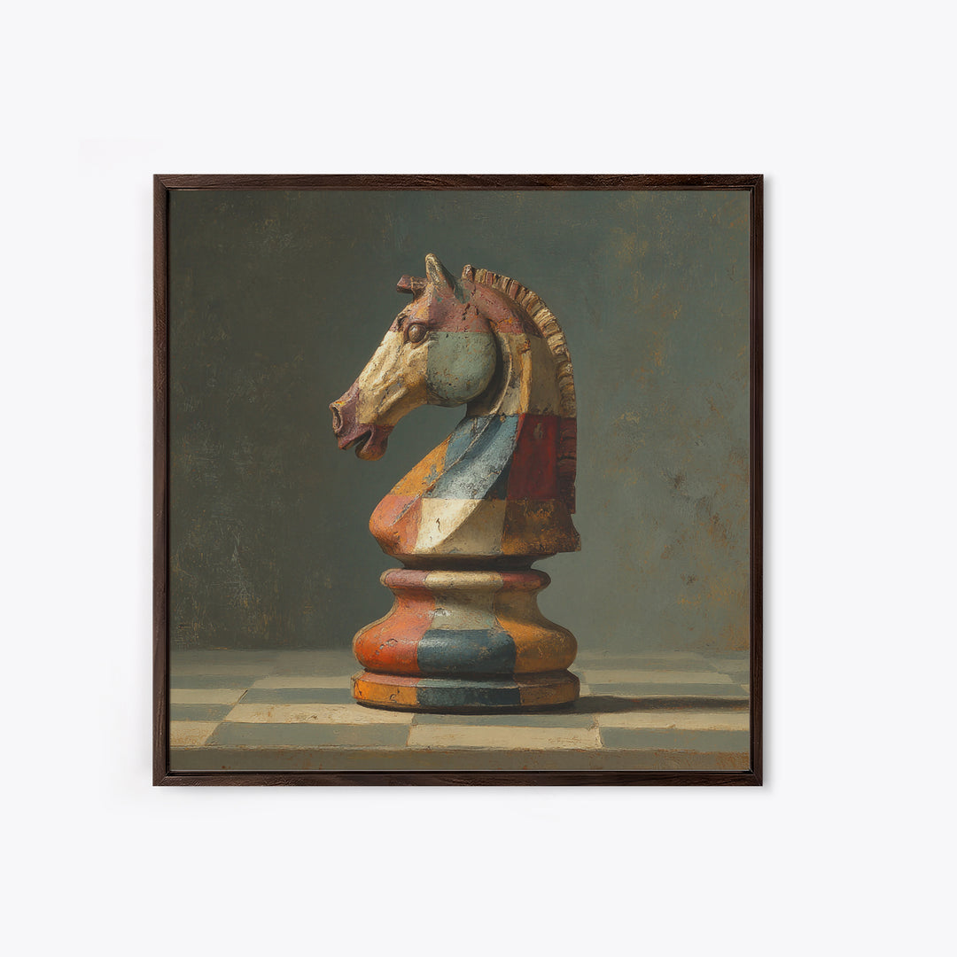Chess Knight Piece Framed Canvas Print, Game Room Art, Fine Art Print, Game Room Decor, Fine Art, Play, Wall Decor, GRA-1x1-29