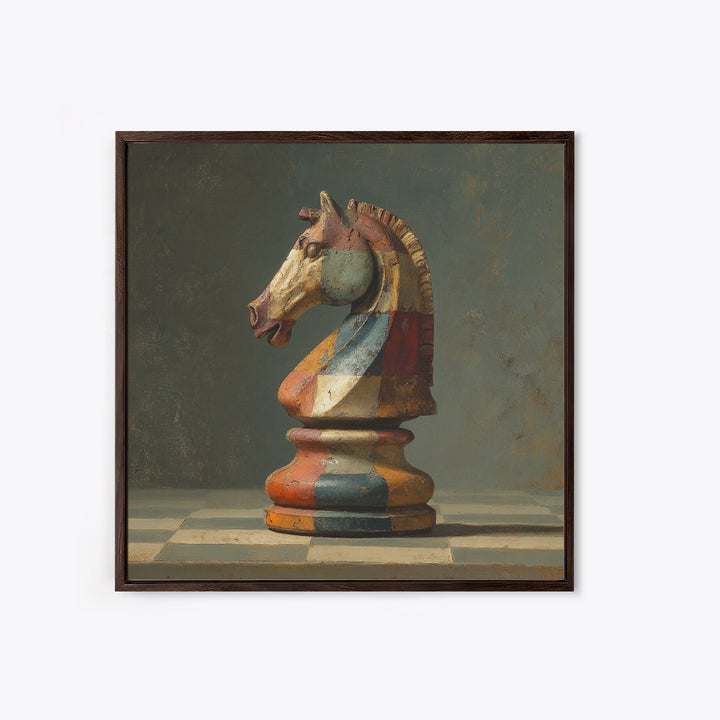 Chess Knight Piece Framed Canvas Print, Game Room Art, Fine Art Print, Game Room Decor, Fine Art, Play, Wall Decor, GRA-1x1-29