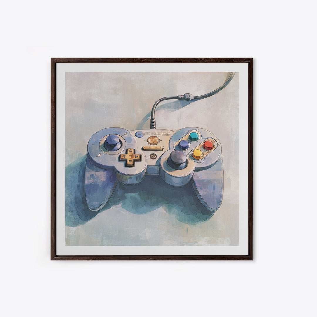 Old School Game Controller Canvas Print, Game Room Art, Girly Wall Art, Game Room Decor, Oil Painting, Play, Luxury Decor, GRA-1x1-30