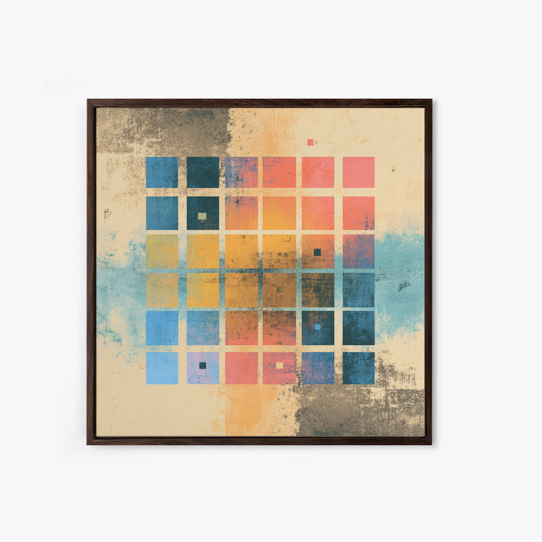 Neon Synthwave Grid Framed Canvas Print, Game Room Art, Whimsical Wall Art, Game Room Decor, Oil Painting, Play, GRA-1x1-37