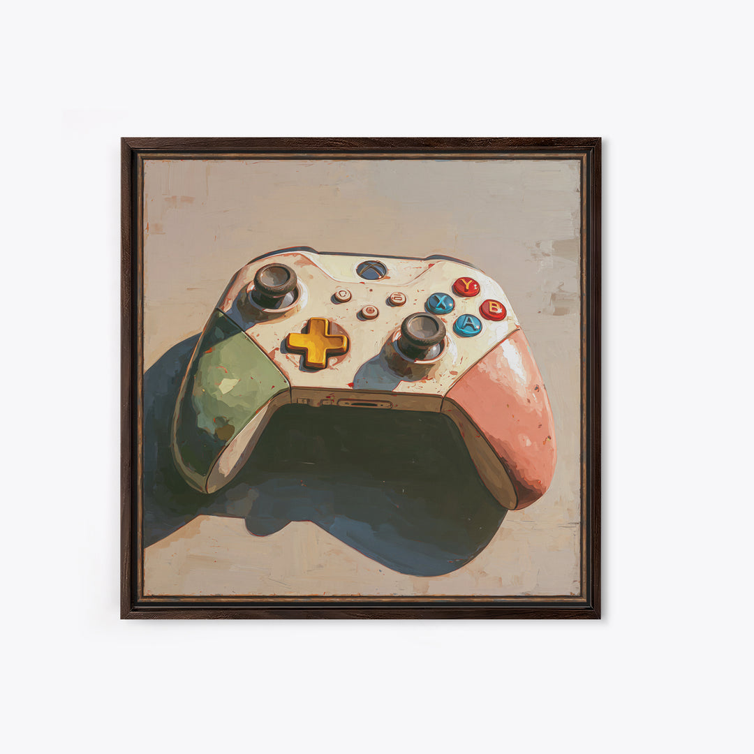 Old School Game Controller Canvas Print, Game Room Art, Girly Wall Art, Game Room Decor, Oil Painting, Play, Luxury Decor, GRA-1x1-54