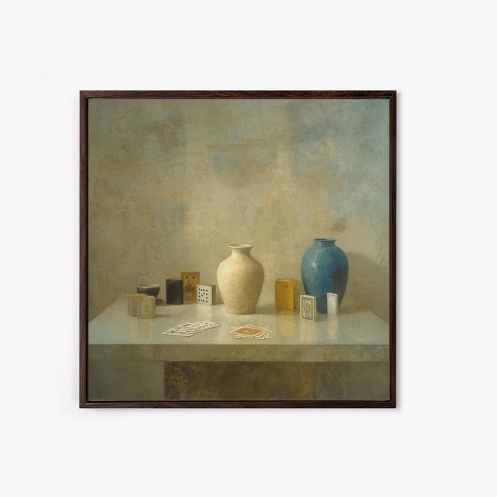 Blackjack Table Still Life Without Words Framed Canvas Print, Game Room Art, Playroom Wall Decor, Game Room Decor, Play, GRA-1x1-68