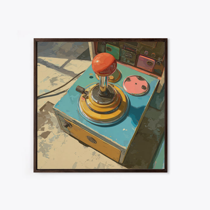Retro Arcade Joystick Framed Canvas Print, Game Room Art, Art Print, Game Room Decor, Watercolor Art, Play, Canvas Art, GRA-1x1-73