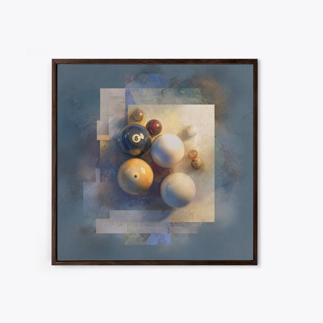 Billiards Eight Ball Framed Canvas Print, Game Room Art, Whimsical Wall Art, Game Room Decor, Fine Art, Play, Minimalist Decor, GRA-1x1-74