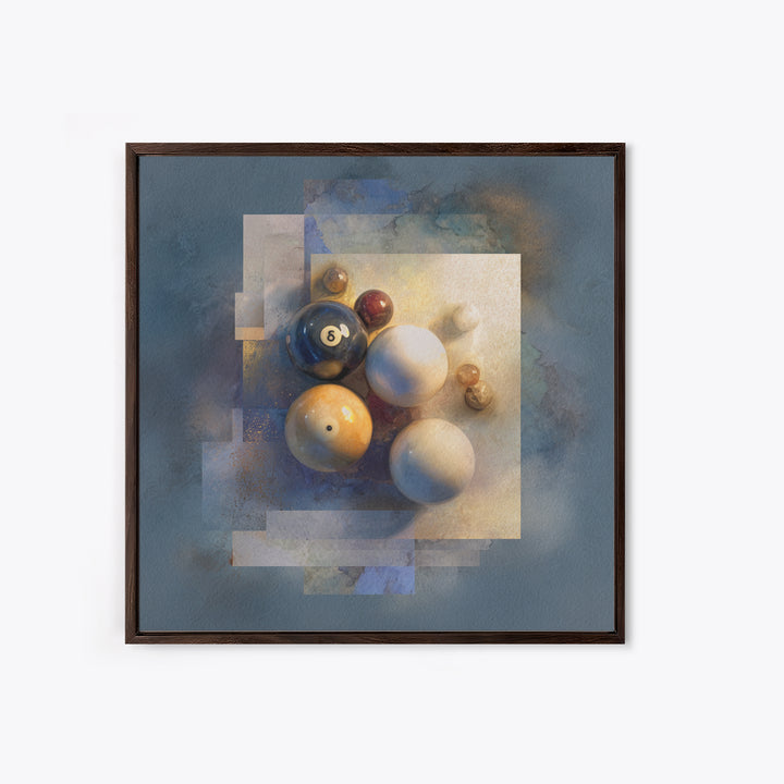 Billiards Eight Ball Framed Canvas Print, Game Room Art, Whimsical Wall Art, Game Room Decor, Fine Art, Play, Minimalist Decor, GRA-1x1-74
