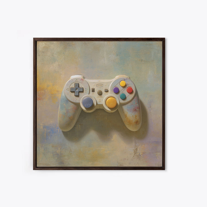 Old School Game Controller Framed Canvas Print, Game Room Art, Gallery Decor, Game Room Decor, Fine Art, Play, Contemporary Art, GRA-1x1-78