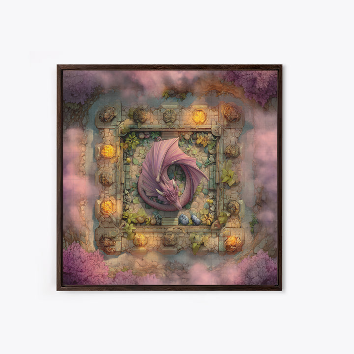 Fantasy Board Game Dragon Token Scene Framed Canvas Print, Game Room Art, Statement Artwork, Game Room Decor, Fine Art, Play, GRA-1x1-83