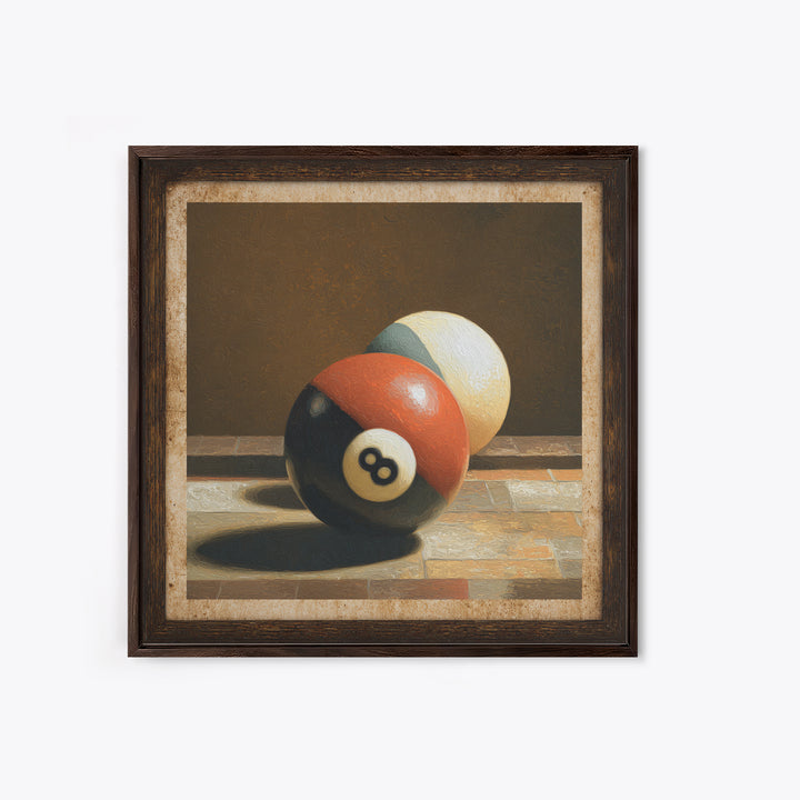 Billiards Eight Ball Canvas Print, Game Room Art, Boho Decor, Game Room Decor, Fine Art, Play, Classroom Decor, Original Art, GRA-1x1-98