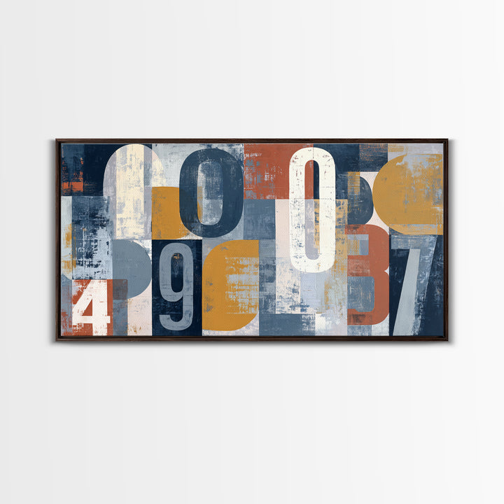 Scoreboard Numbers as Abstract Design Canvas Print, Game Room Art, Textured Painting, Game Room Decor, Fine Art, Play, GRA-2x1-44