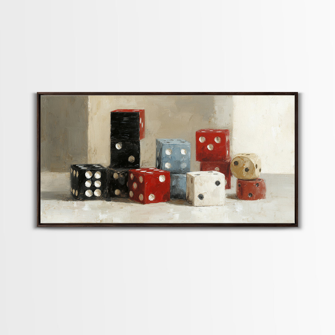 Playing Cards and Dice Canvas Print, Game Room Art, Canvas Print, Game Room Decor, Oil Painting, Play, Man Cave Decor, GRA-2x1-47