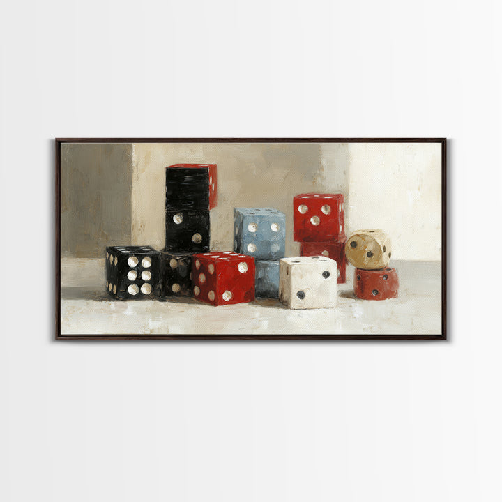 Playing Cards and Dice Canvas Print, Game Room Art, Canvas Print, Game Room Decor, Oil Painting, Play, Man Cave Decor, GRA-2x1-47