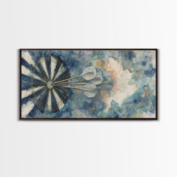 Dartboard Bullseye with Dynamic Motion Canvas Print, Game Room Art, Classroom Decor, Game Room Decor, Fine Art, Play, GRA-2x1-52