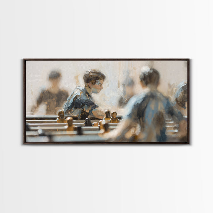 Foosball Player Figures Canvas Print, Game Room Art, Black Art, Game Room Decor, Oil Painting, Play, Playroom Art, Pop Art, GRA-2x1-53
