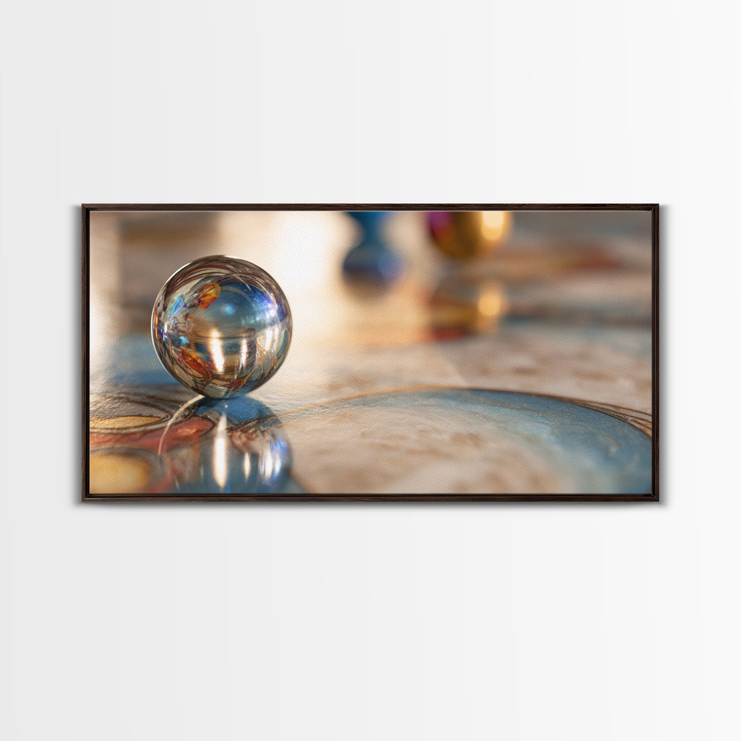 Pinball Silver Ball Framed Canvas Print, Game Room Art, Original Art, Game Room Decor, Abstract Art, Play, Trendy Wall Art, GRA-2x1-65