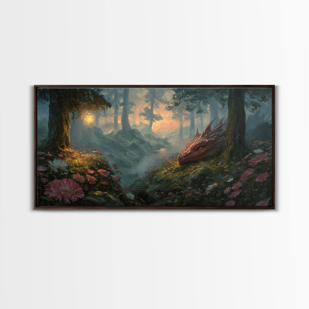 Fantasy Board Game Dragon Token Scene Framed Canvas Print, Game Room Art, Wall Decor, Game Room Decor, Fine Art, Play, GRA-2x1-7
