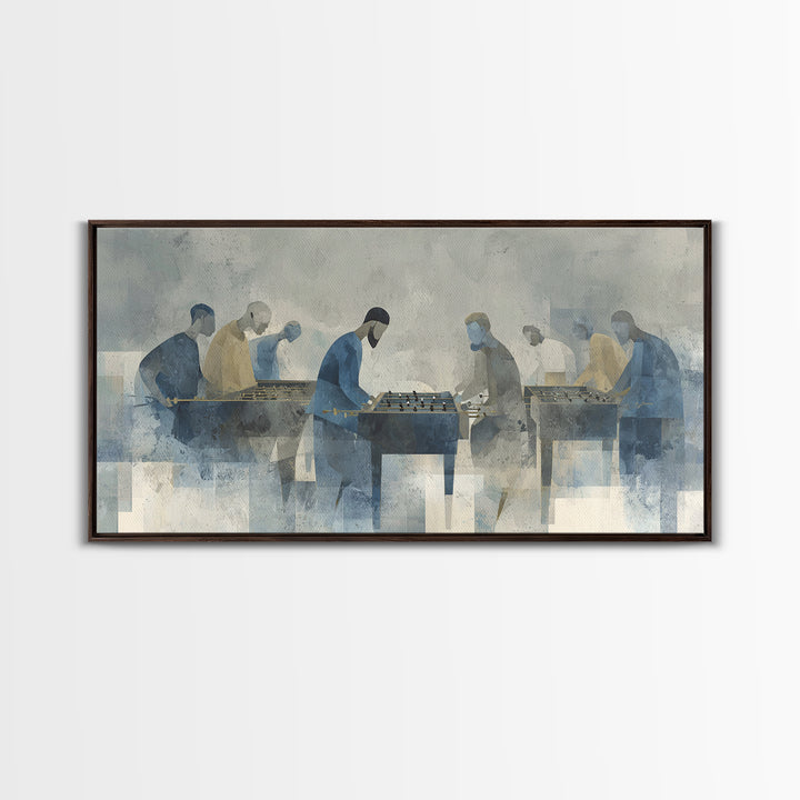 Foosball Player Figures Canvas Print, Game Room Art, Black Art, Game Room Decor, Oil Painting, Play, Playroom Art, Pop Art, GRA-2x1-77