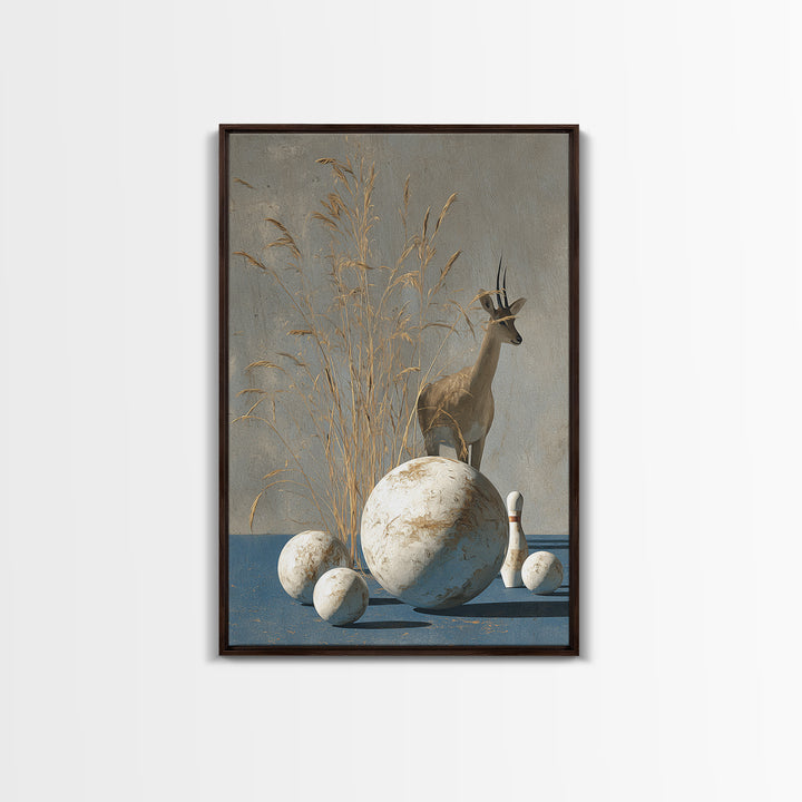Bowling Ball and Pins Framed Canvas Print, Game Room Art, Textured Painting, Game Room Decor, Fine Art, Play, New Home Gift, GRA-2x3-46