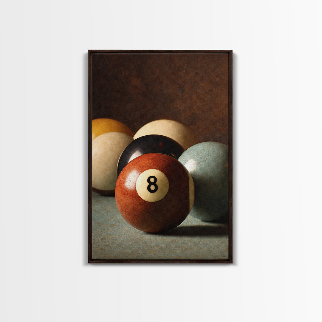 Billiards Eight Ball Canvas Print, Game Room Art, Original Art, Game Room Decor, Play, Trendy Wall Art, Masculine Wall Art, GRA-2x3-58