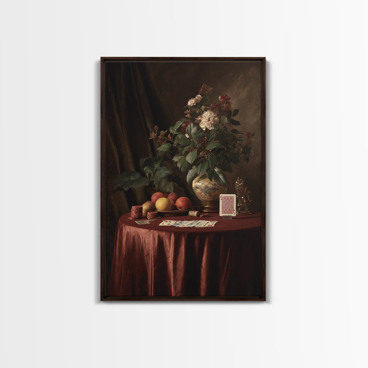 Blackjack Table Still Life Without Words Framed Canvas Print, Game Room Art, African American Art, Game Room Decor, Play, GRA-2x3-76