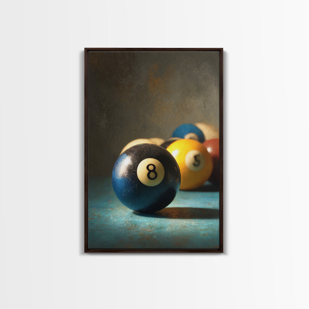 Billiards Eight Ball Canvas Print, Game Room Art, Original Art, Game Room Decor, Play, Trendy Wall Art, Masculine Wall Art, GRA-2x3-82
