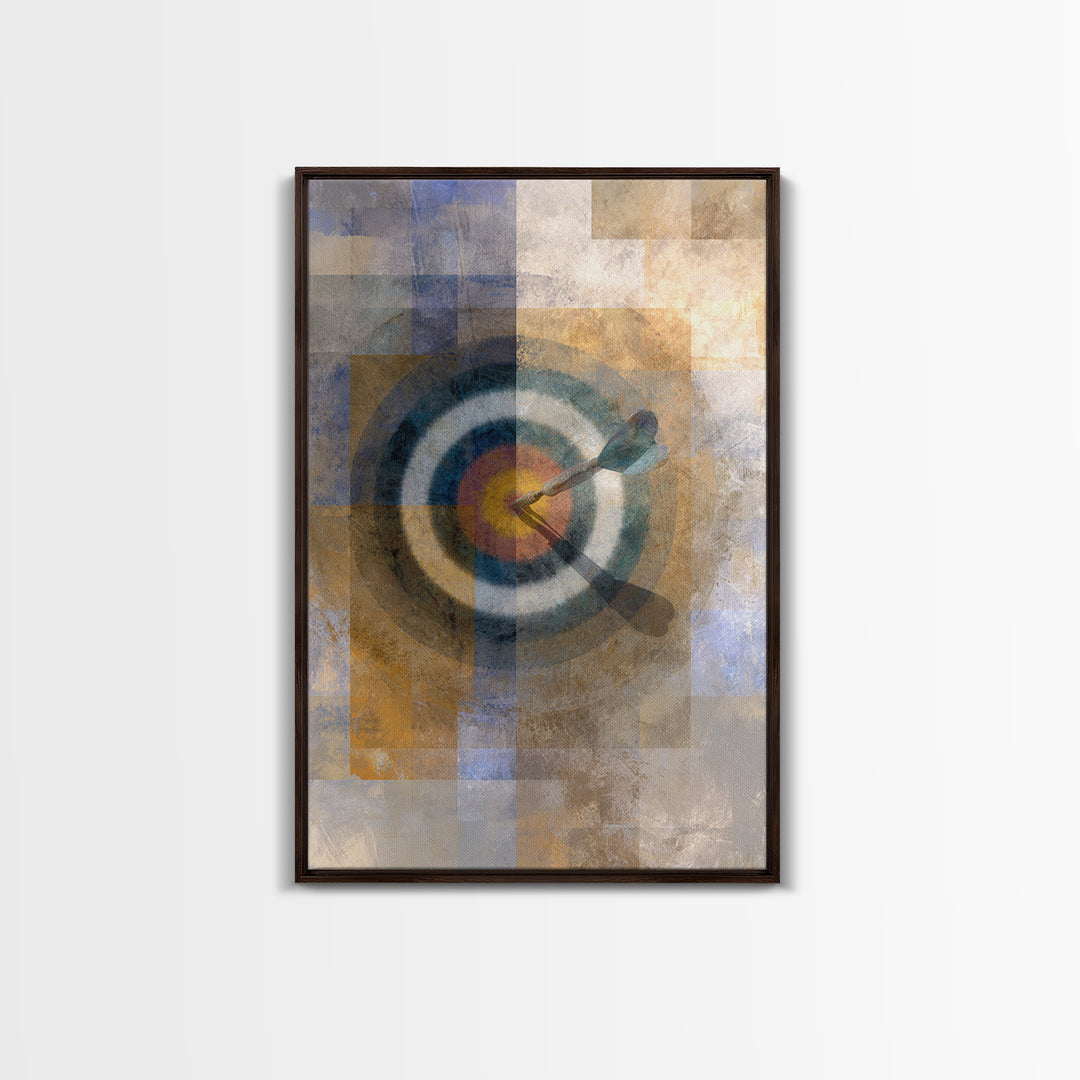 Dartboard Bullseye with Dynamic Motion Framed Canvas Print, Game Room Art, Canvas Art, Game Room Decor, Fine Art, Play, GRA-2x3-88