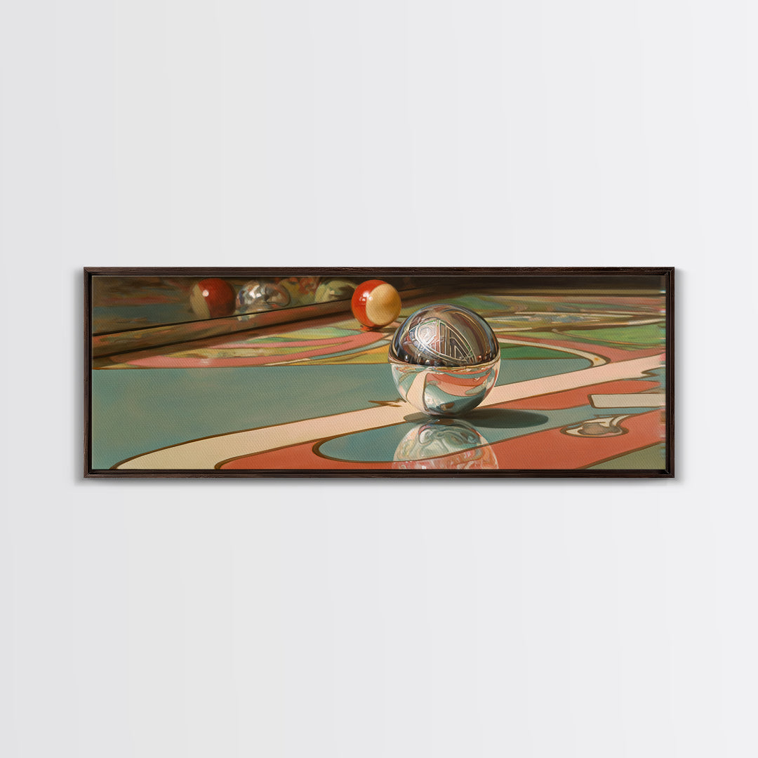 Pinball Silver Ball Canvas Print, Game Room Art, Modern Wall Art, Game Room Decor, Fine Art, Play, Unique Home Decor, GRA-3x1-13