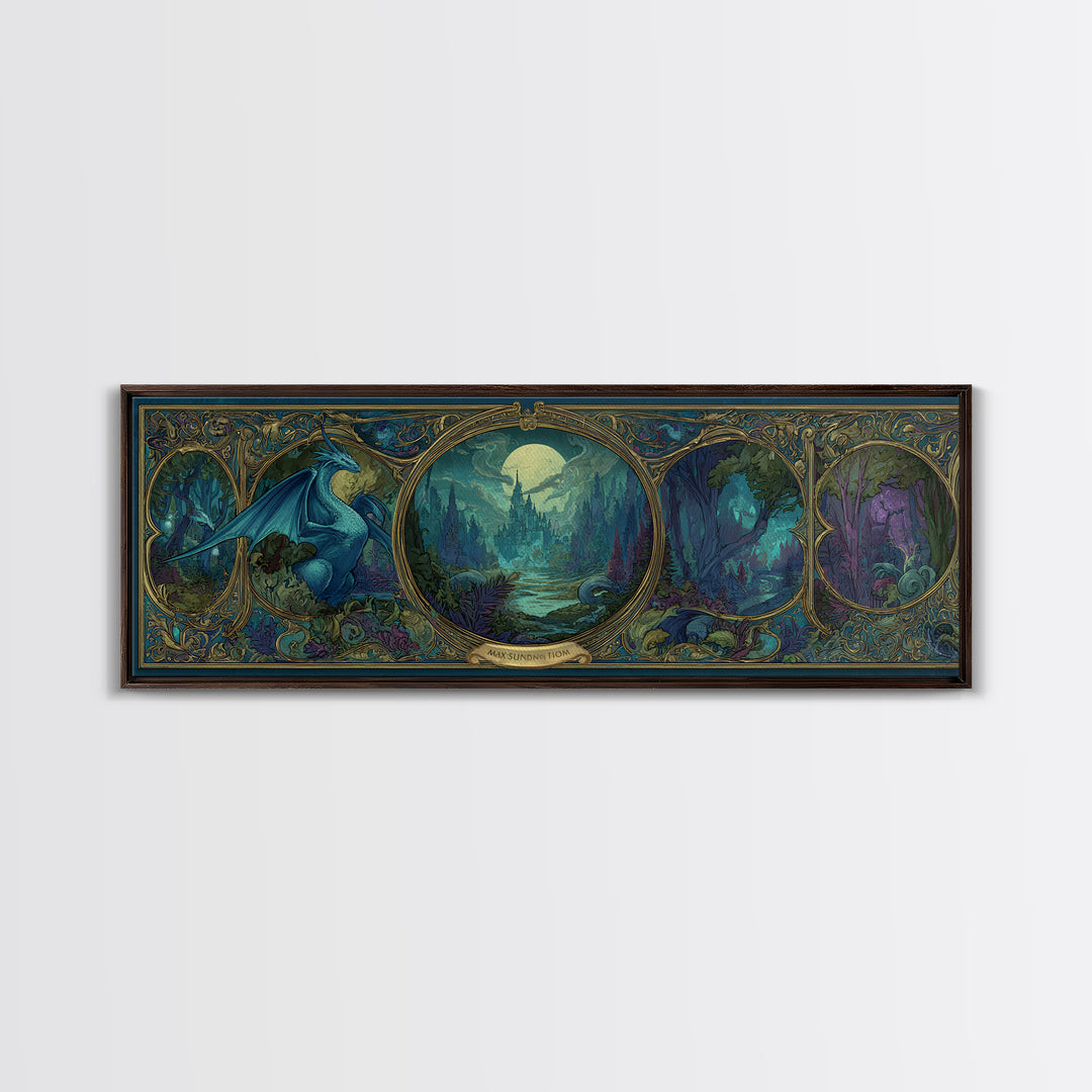 Fantasy Board Game Dragon Token Scene Canvas Print, Game Room Art, Gallery Decor, Game Room Decor, Fine Art, Play, GRA-3x1-3