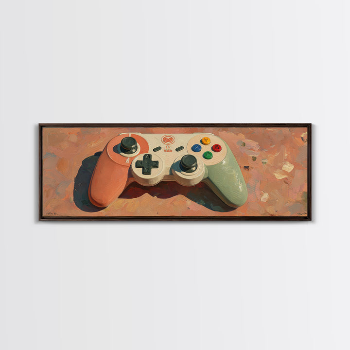 Old School Game Controller Canvas Print, Game Room Art, Art Print, Game Room Decor, Oil Painting, Play, Canvas Art, Black Art, GRA-3x1-70