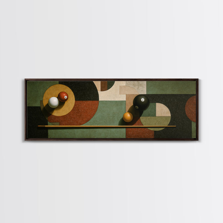 Pool Cue and Chalk on Green Felt Canvas Print, Game Room Art, Playroom Wall Decor, Game Room Decor, Play, Statement Artwork, GRA-3x1-98
