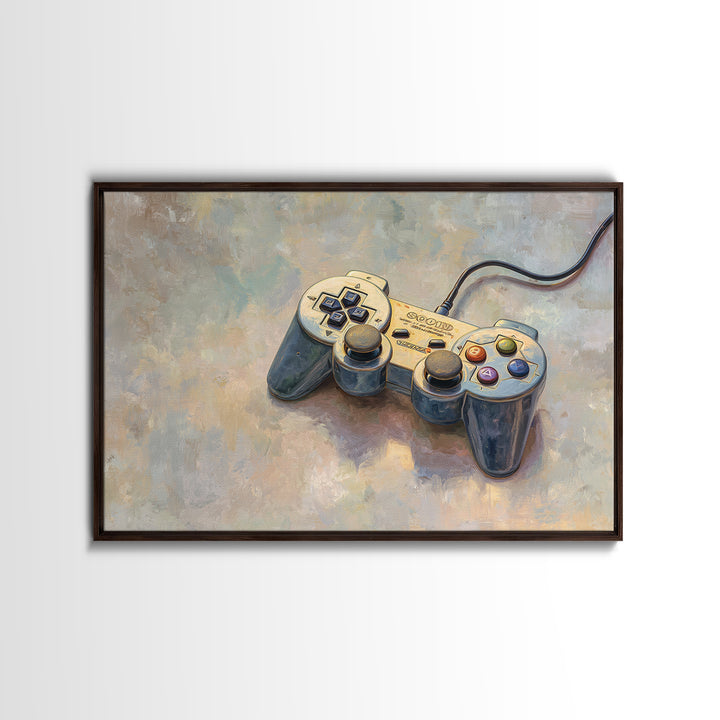 Old School Game Controller Framed Canvas Print, Game Room Art, Canvas Print, Game Room Decor, Fine Art, Play, Man Cave Decor, GRA-3x2-10