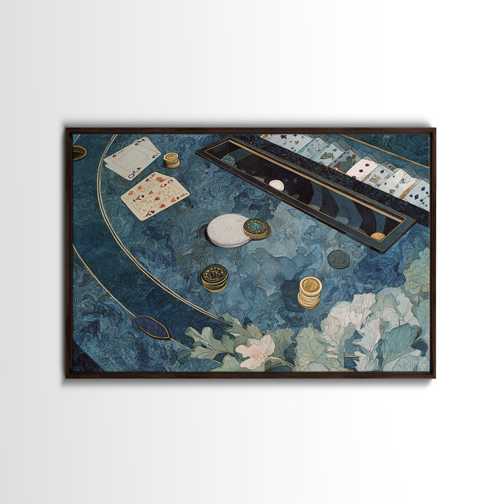 Blackjack Table Still Life Without Words Framed Canvas Print, Game Room Art, African American Art, Game Room Decor, Play, GRA-3x2-24