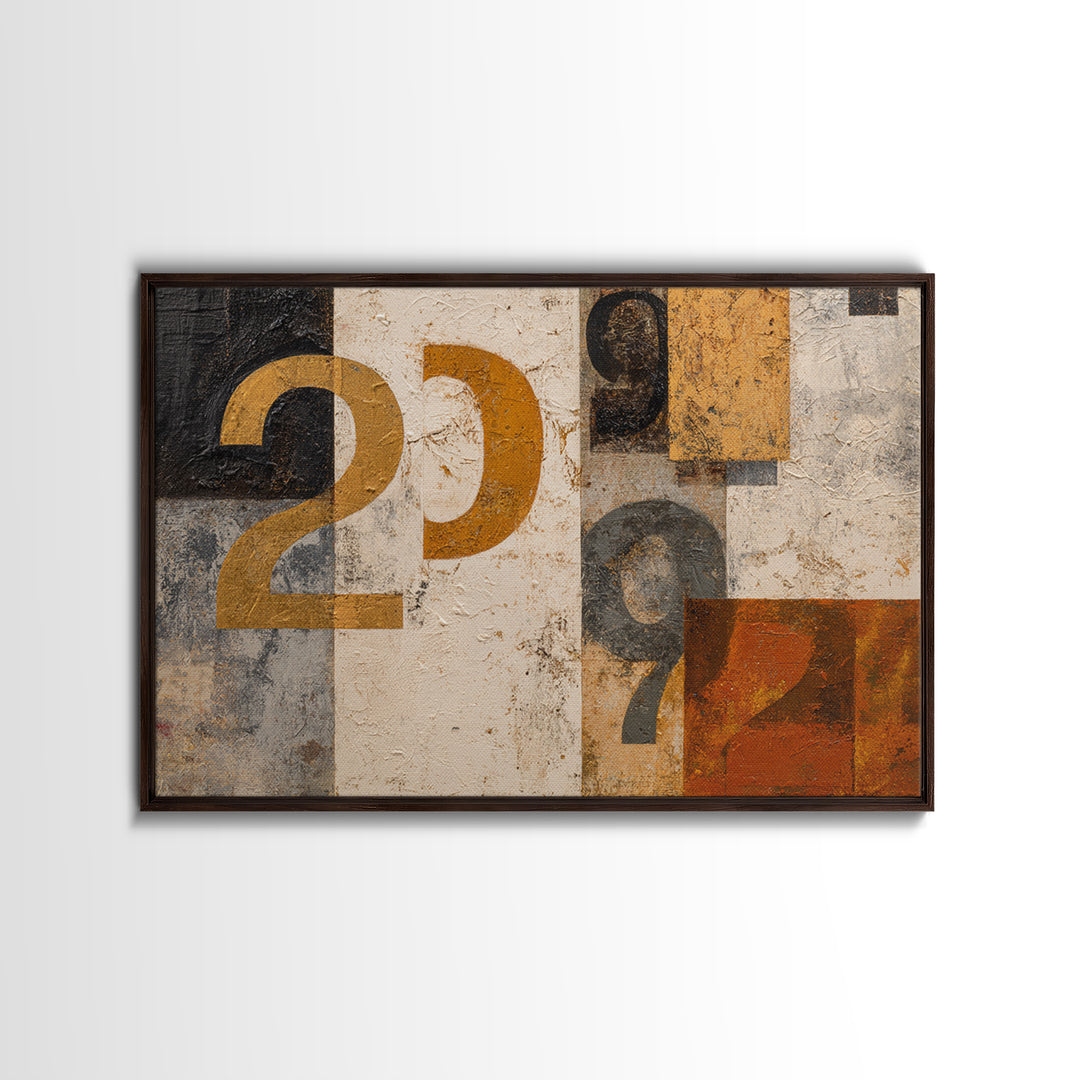 Scoreboard Numbers as Abstract Design Framed Canvas Print, Game Room Art, Modern Wall Art, Game Room Decor, Fine Art, Play, GRA-3x2-28
