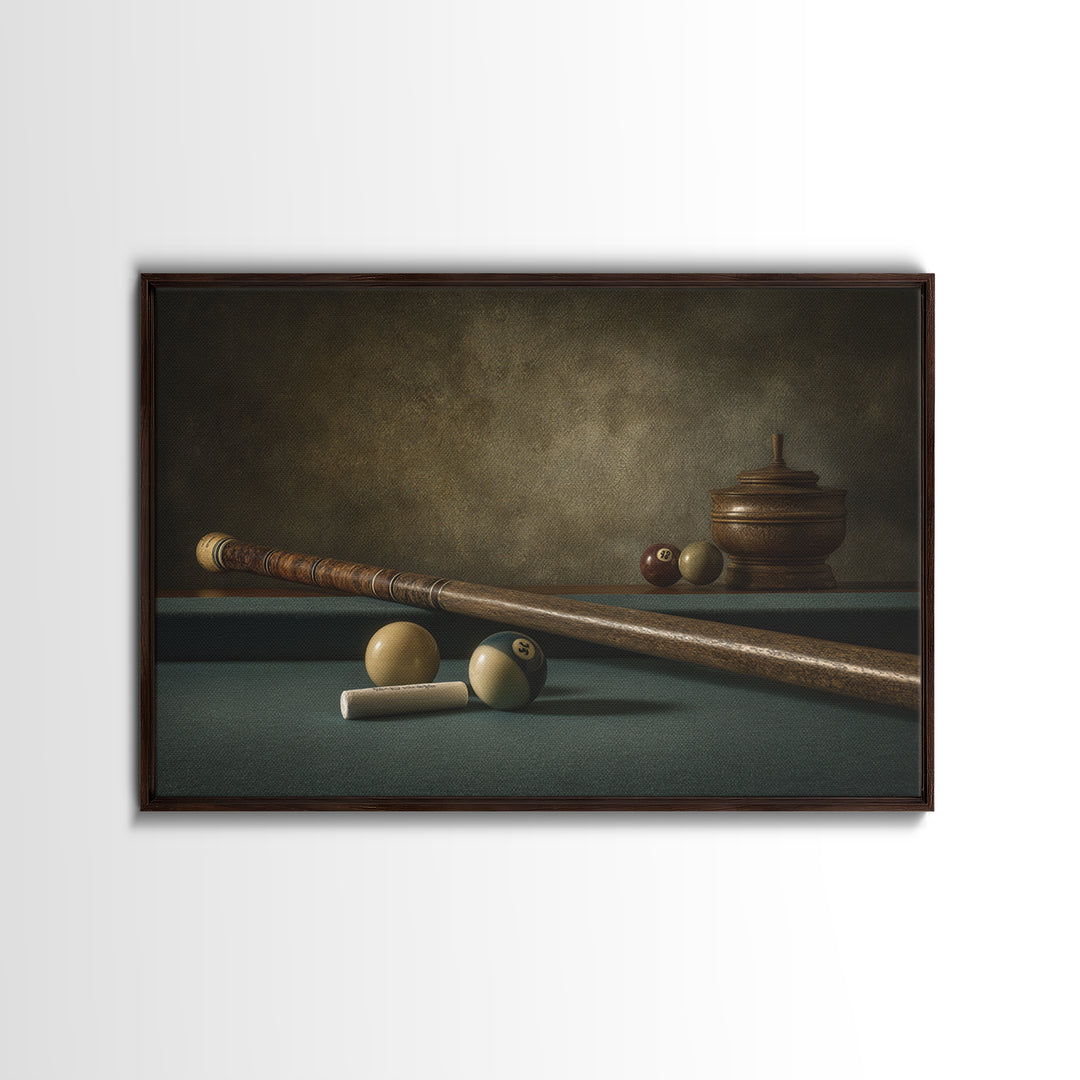 Pool Cue and Chalk on Green Felt Canvas Print, Game Room Art, Bedroom Wall Art, Game Room Decor, Fine Art, Play, Girly Wall Art, GRA-3x2-38