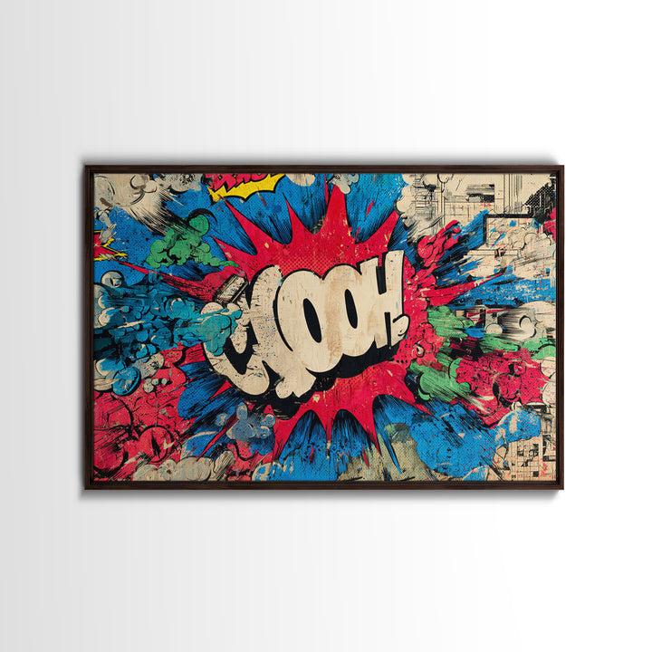 Comic Style Explosion with Game Icons Canvas Print, Game Room Art, Retro Art, Game Room Decor, Abstract Art, Play, GRA-3x2-43