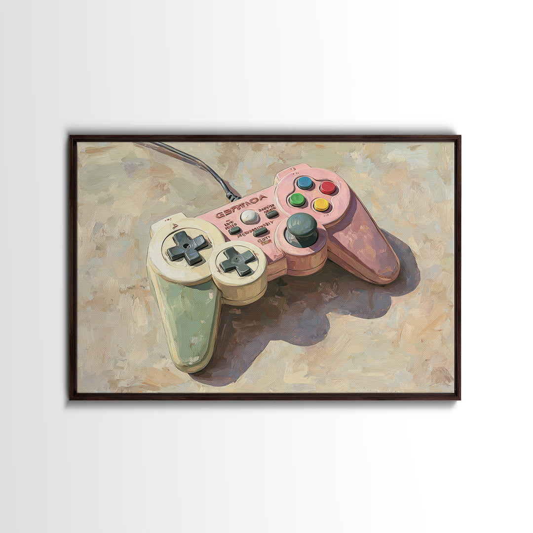 Old School Game Controller Canvas Print, Game Room Art, Trendy Wall Art, Game Room Decor, Watercolor Art, Play, GRA-3x2-58