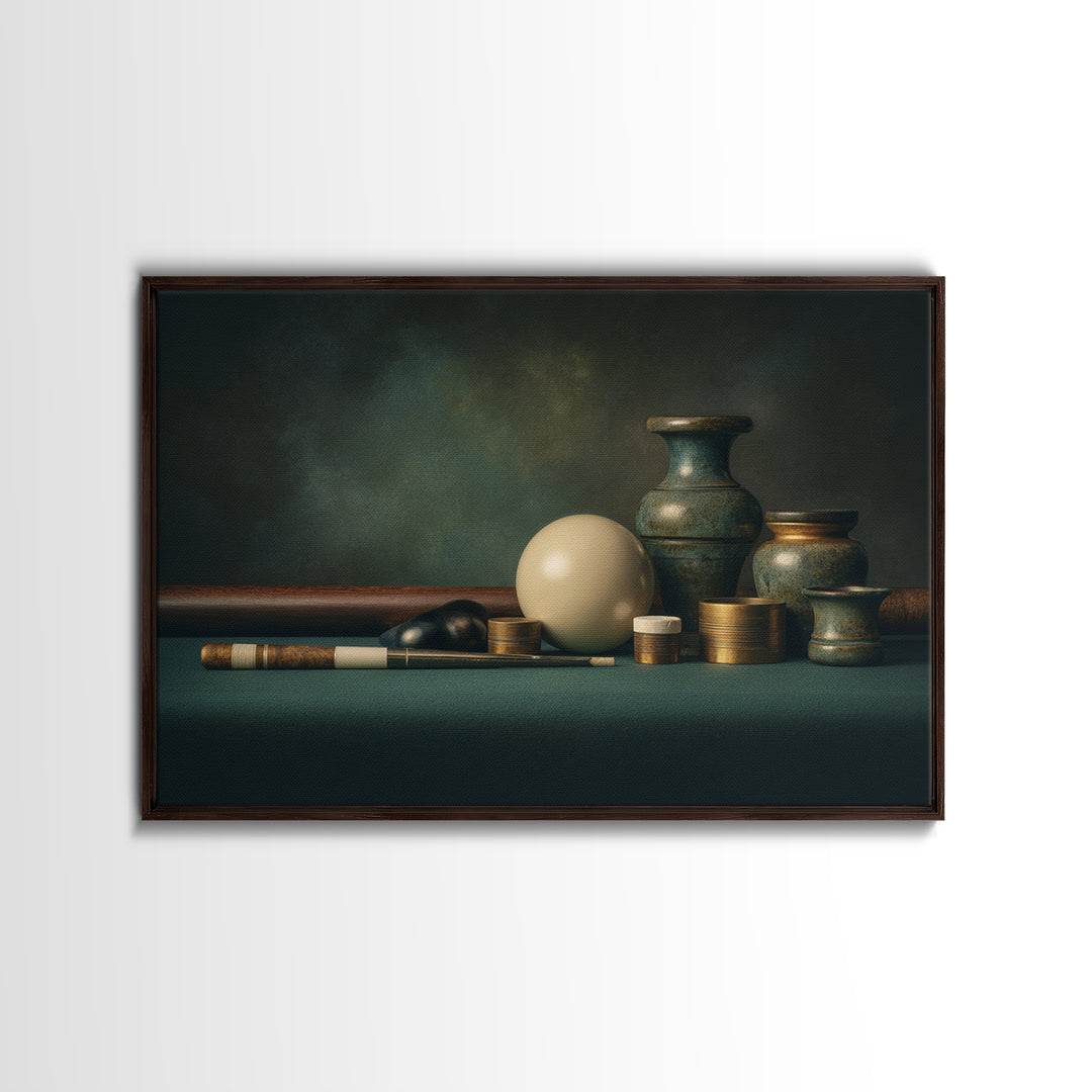 Pool Cue and Chalk on Green Felt Canvas Print, Game Room Art, Bedroom Wall Art, Game Room Decor, Fine Art, Play, Girly Wall Art, GRA-3x2-62