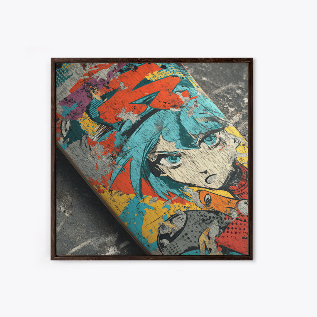 Skateboard Deck Graphic Framed Canvas Print, Graffiti Art, Large Wall Art, Living Room Decor, Fine Art, Street, Modern Wall Art, GRF-1x1-7