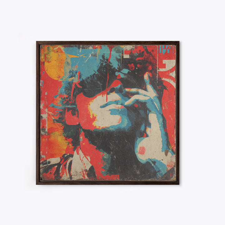Masked Street Artist Silhouette Framed Canvas Print, Graffiti Art, Boho Wall Decor, Living Room Decor, Fine Art, Street, GRF-1x1-70